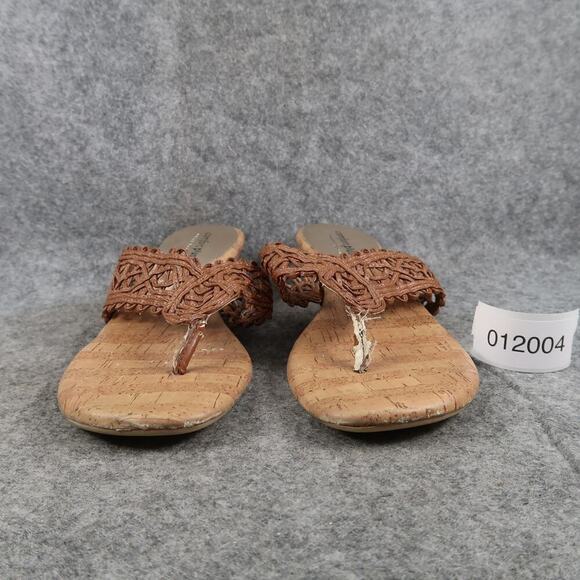 Comfort Plus by Predictions Shoes Womens 9 Sandals Fashion Wedge Slip On Brown - Picture 2 of 11